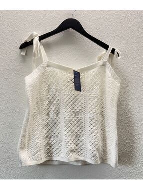 Wild Fable White Tie Strap Crochet Shirt Women Size XXL